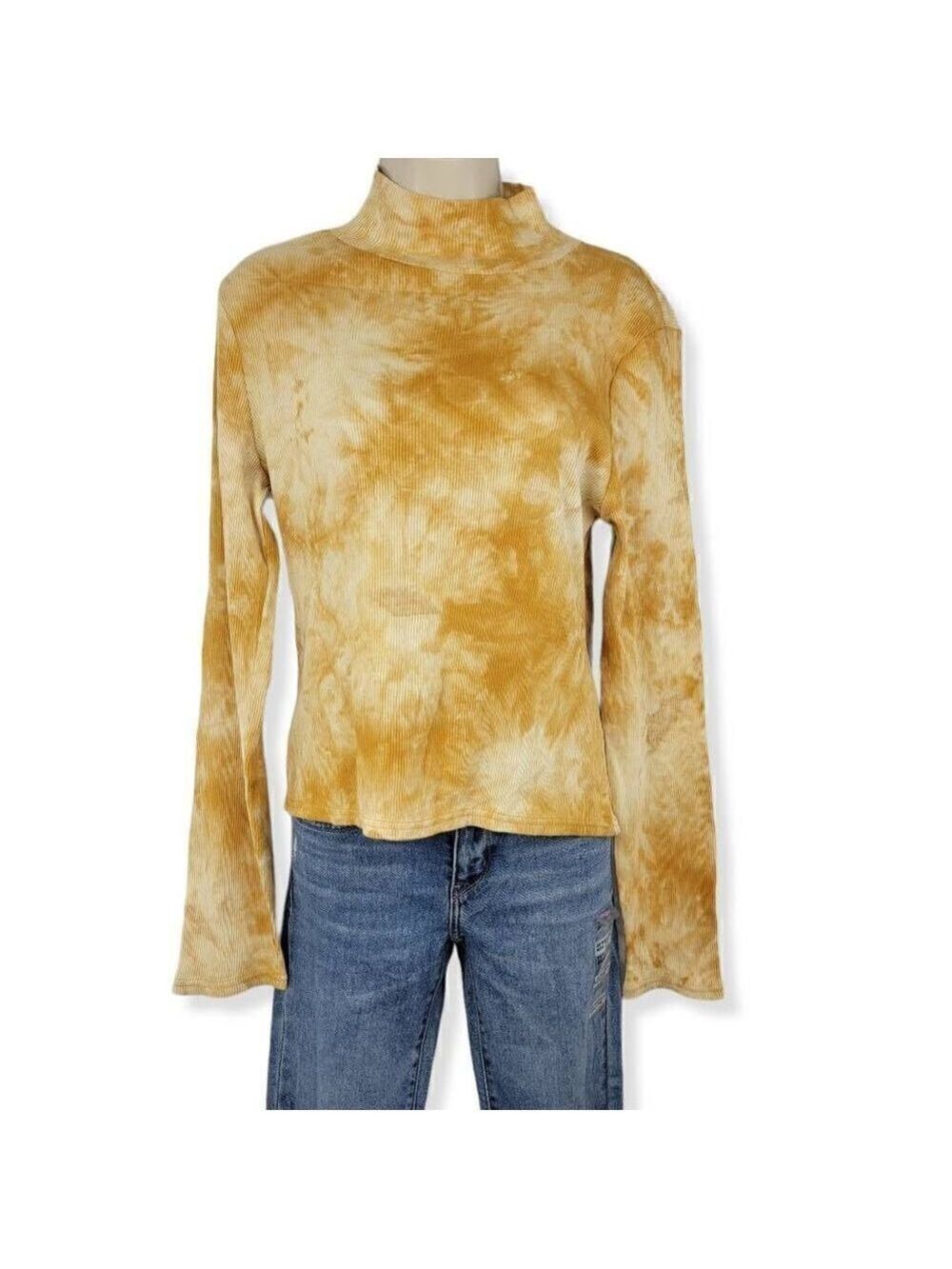Planet Gold Yellow Tie Dye Long Sleeve Top Large Junior - Picture 3 of 5